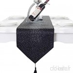 Luxe diamant brillant damas étoiles chemin de table tassel décoration noir 33cm x 210cm12.5"*82.5" - B019I1NGCU